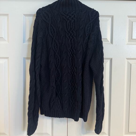 Tasso Elba Men's Chunky Cable Knit Mock Turtleneck Sweater Navy Blue Size XL - Picture 2 of 6